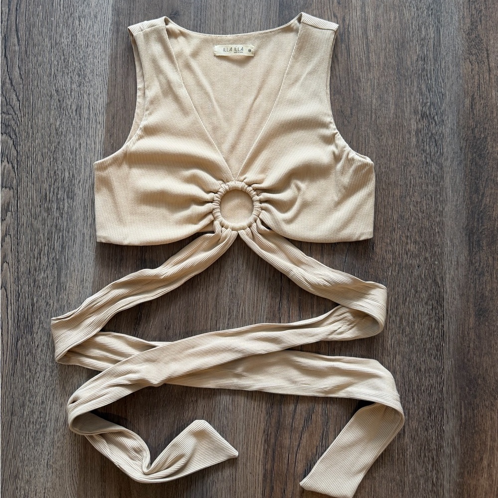 Beige Wrap Crop Top